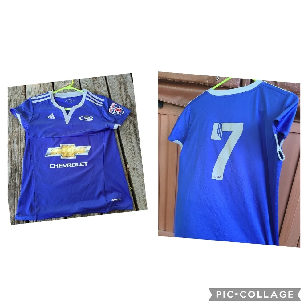 Adidas Blue Soccer Jersey with Crew‎ Neck and Short Sleeves
